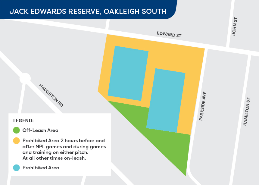 Jack Edwards Reserve dog off-leash area map